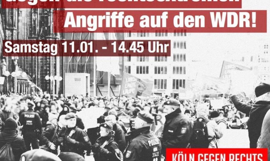 Kundgebung gegen rechtsextreme Angriffe auf den WDR