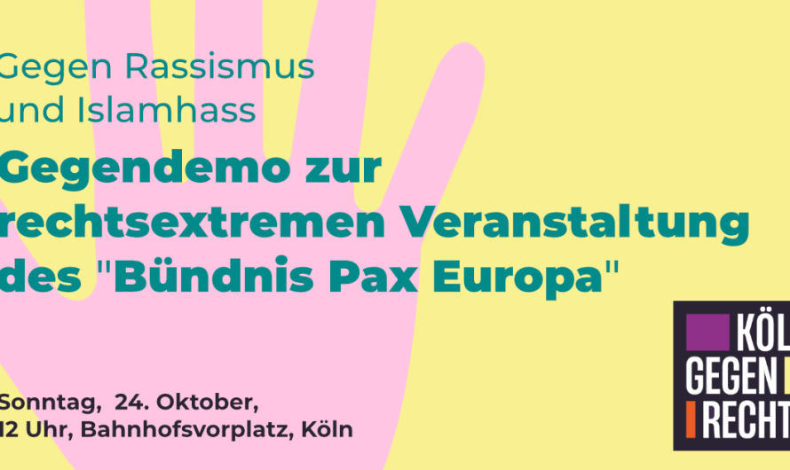 Gegen Rassismus und Islamhass – Gegendemo zur rechtsextremen BPE-Veranstaltung